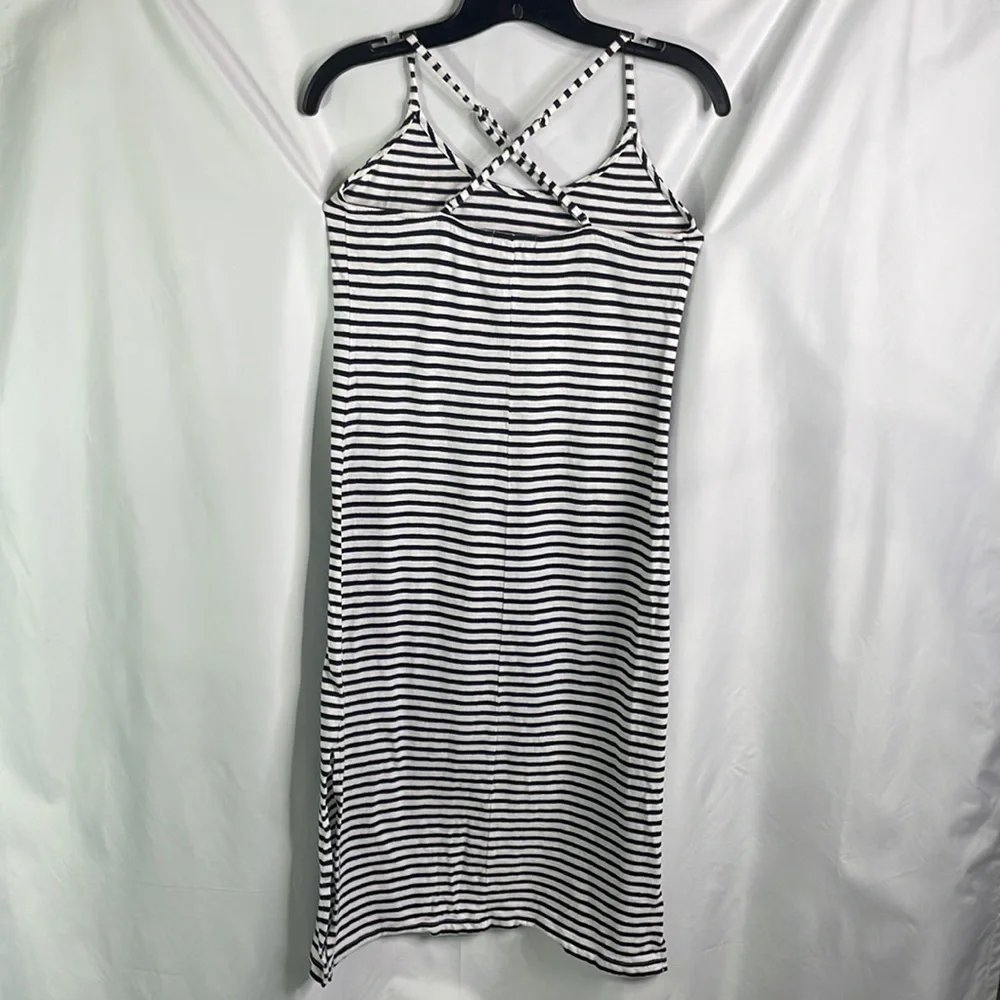 Jcrew, navy and white, striped knit tank, dress, adjustable straps, side slits
